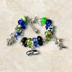 Seattle Seahawks Beaded Charm Bracelet